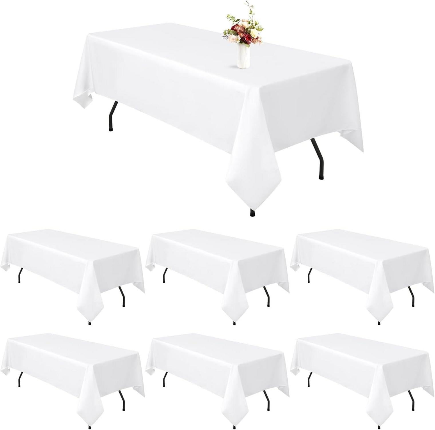 Weiße rechteckige Polyester-Tischdecke 6er Pack 153 x 320 cm