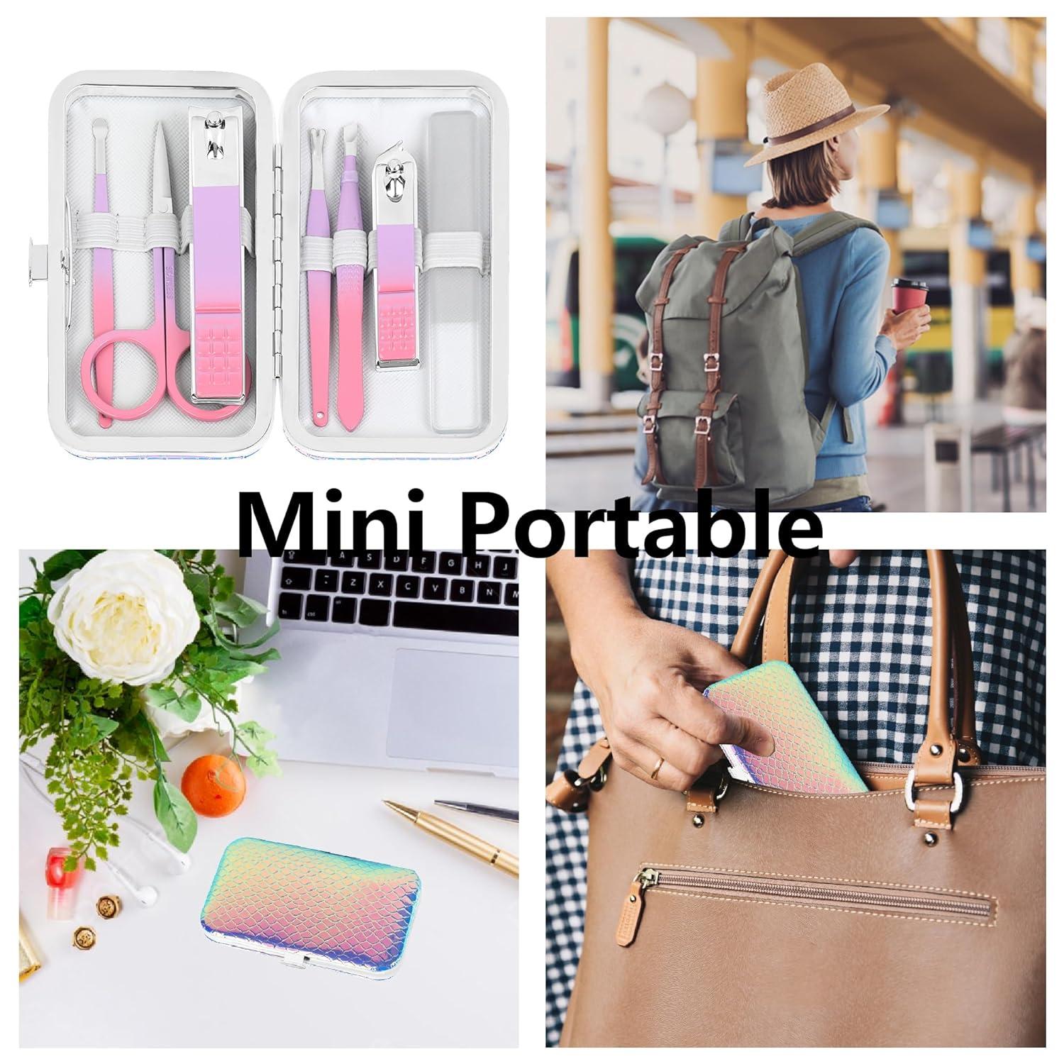 Maniküre Set Frauen Nagelknipser Reise Kit Glasfeile Edelstahl Etui Körperpflege