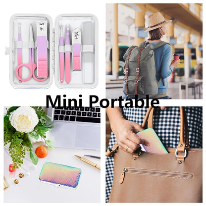 Maniküre Set Frauen Nagelknipser Reise Kit Glasfeile Edelstahl Etui Körperpflege