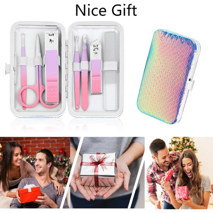 Maniküre Set Frauen Nagelknipser Reise Kit Glas Nagelfeile Edelstahl Etui Nagel Körperpflege Set