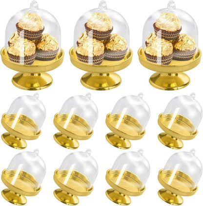 Mini Tortenständer Kuchenglocke mit Haube 12 Stück Gold Party Deko