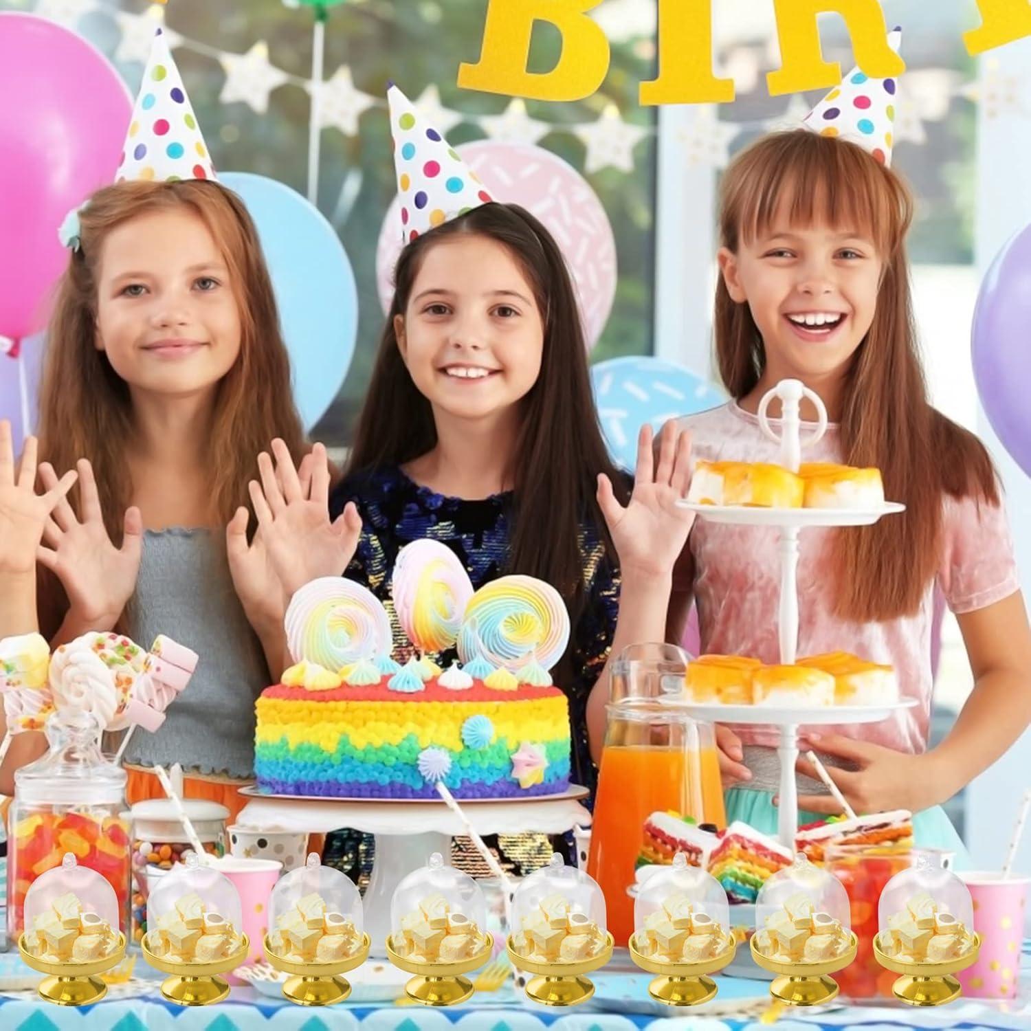 Mini Tortenständer Kuchenglocke mit Haube 12 Stück Gold Party Deko
