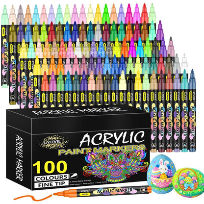 Acrylmarker Set 100 Farben – Wasserfest für Stein, Holz & Glas