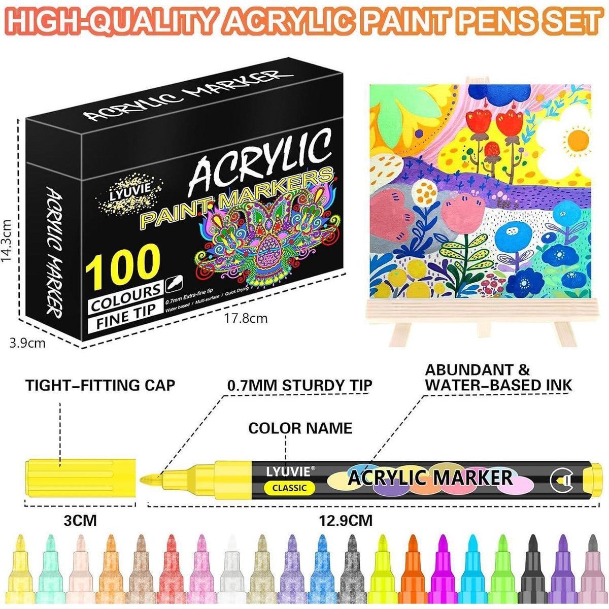 Acrylmarker Set 100 Farben – Wasserfest für Stein, Holz & Glas
