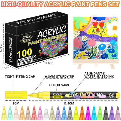 Acrylmarker Set 100 Farben – Wasserfest für Stein, Holz & Glas