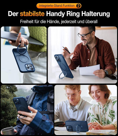 TORRAS Ostand für iPhone 15 Pro Hülle MagSafe Stoßfest Militärschutz Blau