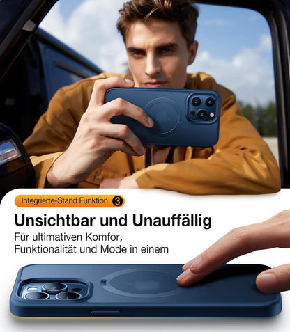 TORRAS Ostand iPhone 15 Pro Hülle MagSafe Magnetisch Blau Militärschutz
