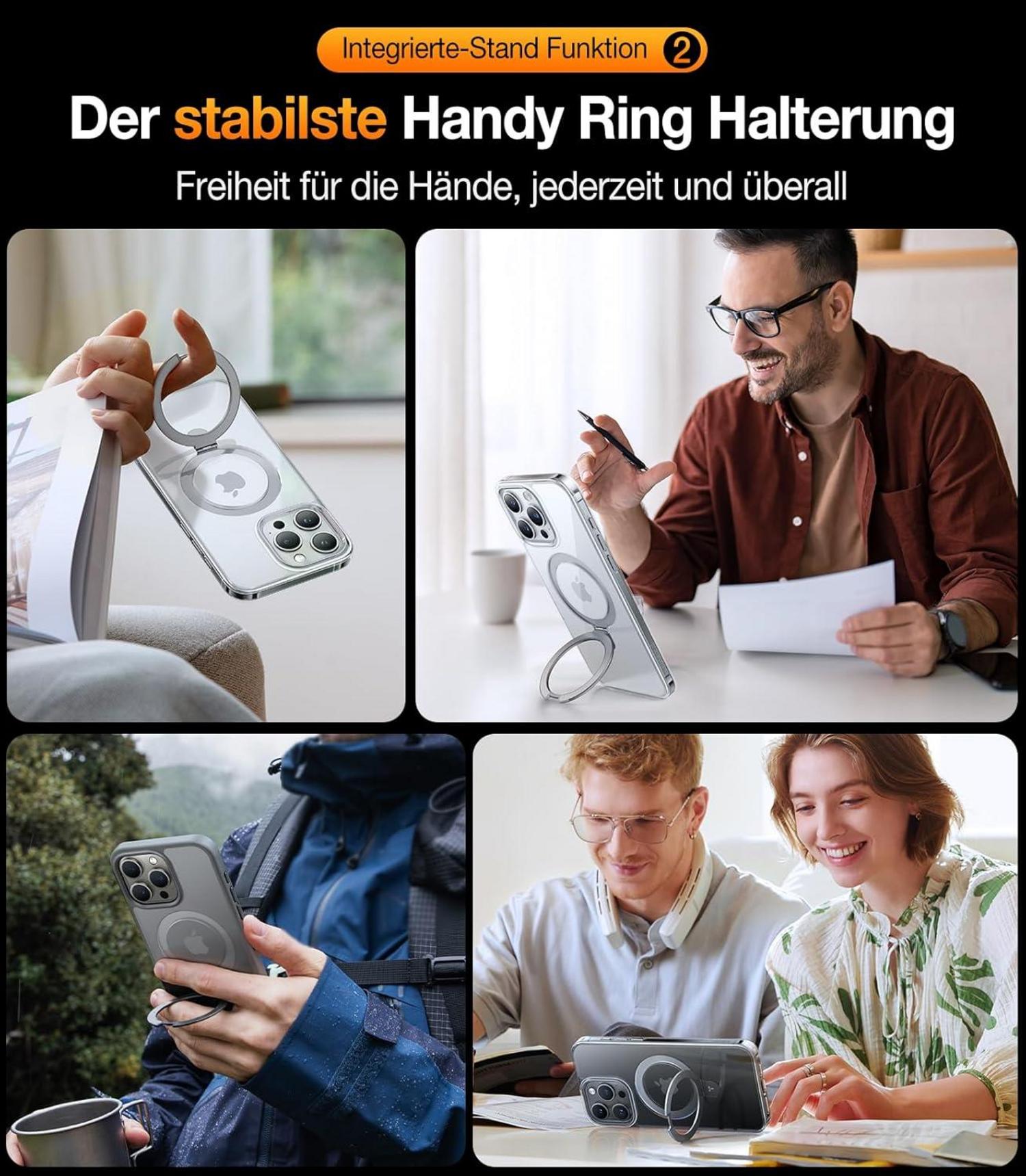 TORRAS Ostand iPhone 15 Pro Hülle MagSafe Stoßfest Militärschutz Transparent