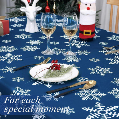 Weihnachtliche Tischdecke Blau mit Schneeflocken, 137x137cm