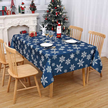 Weihnachtliche Tischdecke Blau mit Schneeflocken, 137x137cm