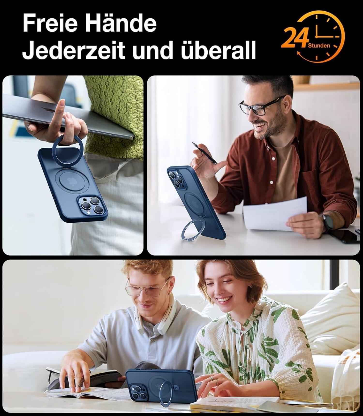 iPhone 15 Pro Max Hülle MagSafe Militärschutz Stoßfest Blau