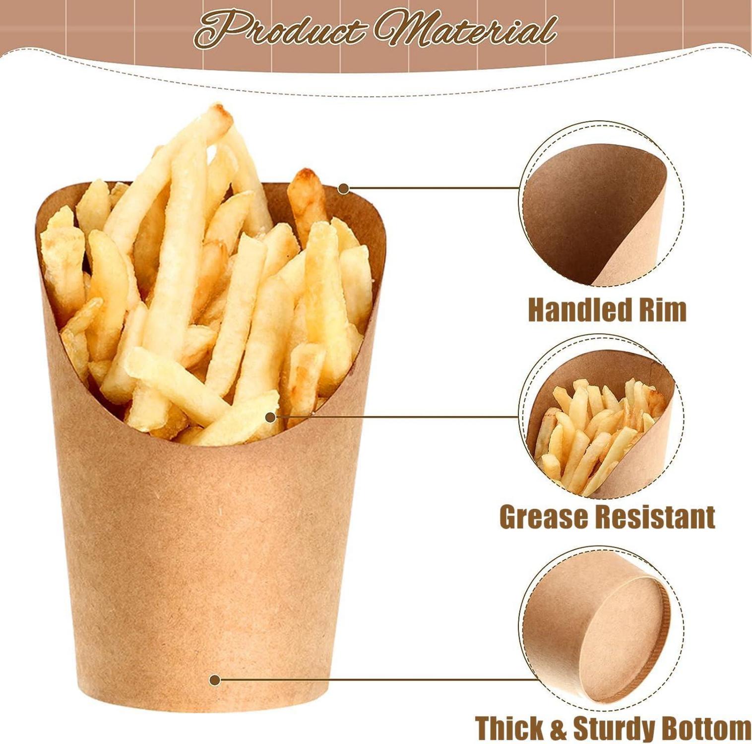 Einweg Pommes Frites Becher aus Kraftpapier 100 Stück