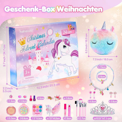 Makeup Adventskalender 2024 Mädchen 24 Tage Einhorn Schmuck