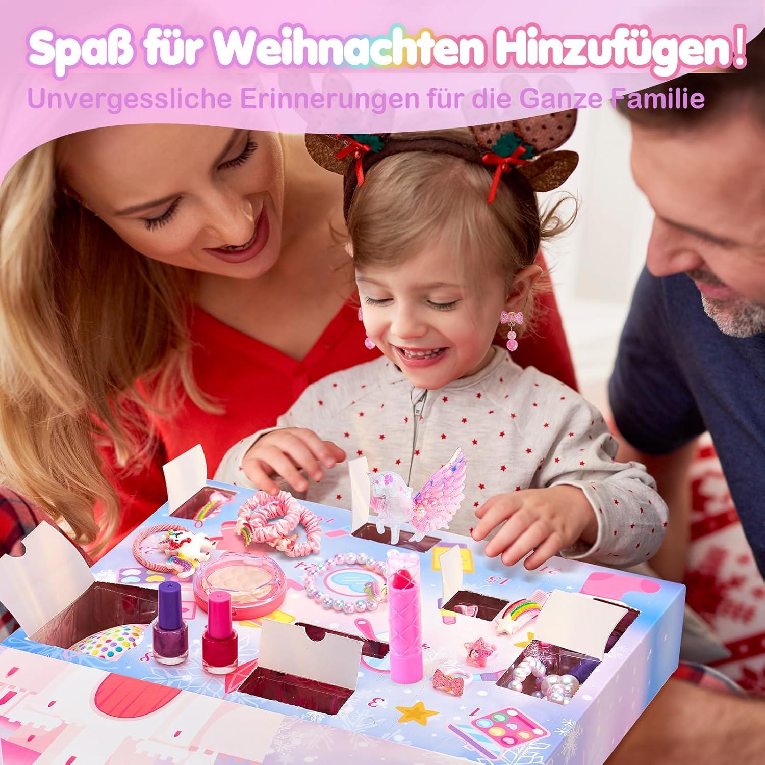 Makeup Adventskalender 2024 Mädchen 24 Tage Schmuck Einhorn