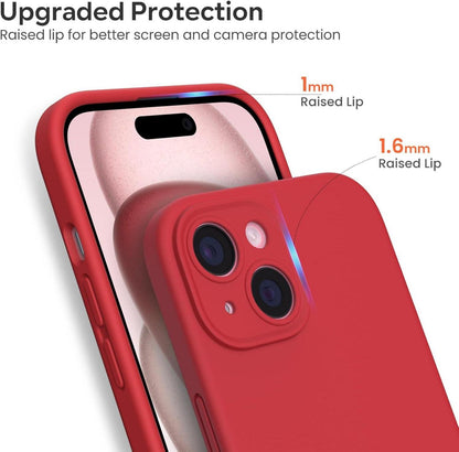 Hülle für iPhone 15 Liquid Silicone Kameraschutz Rot