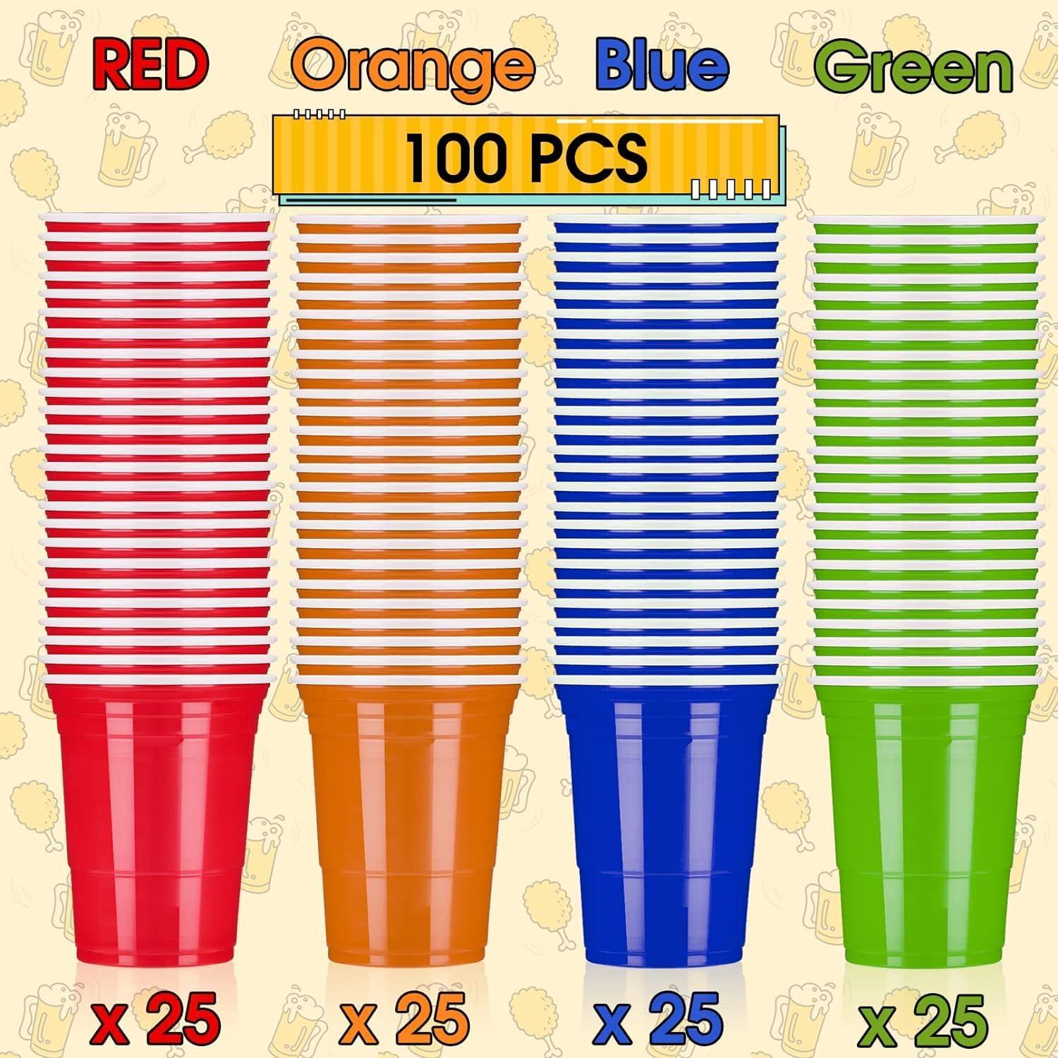 Wiederverwendbare 480ml Bier Pong Becher Set mit 100 Stück & 10
