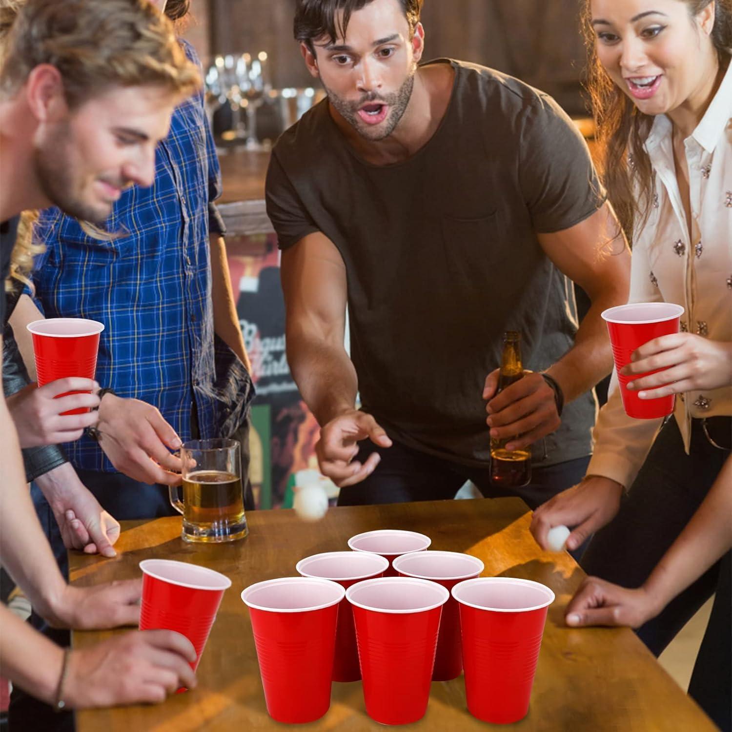 100x Wiederverwendbare Plastikbecher 480ml Bier Pong Set 25 Red Cup 25 Blau 25