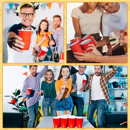 Wiederverwendbare Bier Pong Becher Set 100 Stück 480ml Rot Blau Grün
