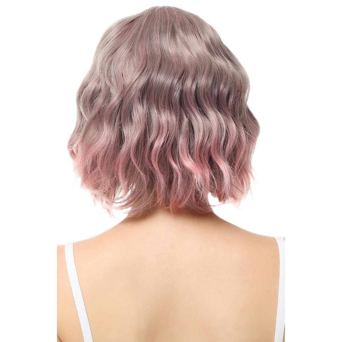 Rosa Ombre Lockige Bob Perücke mit Pony – Cosplay Perücke Damen