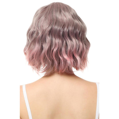 Rosa Ombre Lockige Bob Perücke mit Pony – Cosplay Perücke Damen