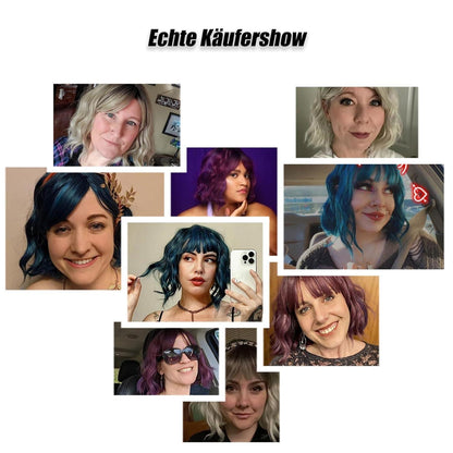 Rosa Ombre Lockige Bob Perücke mit Pony – Cosplay Perücke Damen