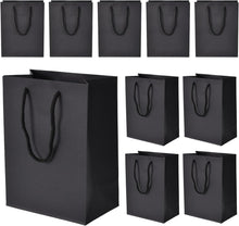 10 Stück Geschenktüten Kraftpapier Henkel 18x10x23 cm Schwarz