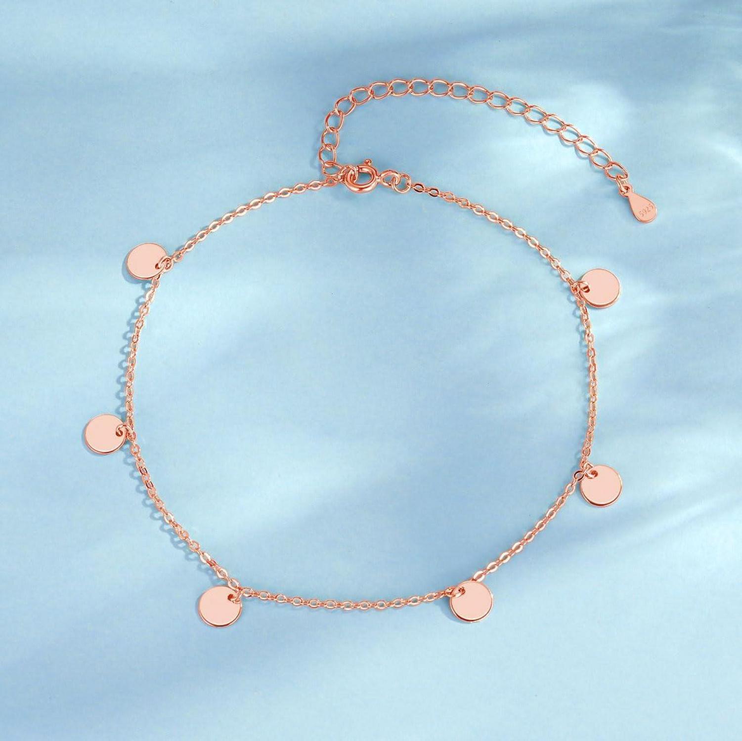 Silber Fußkettchen 925 Strand Sommer Damen Verstellbar Fußspange