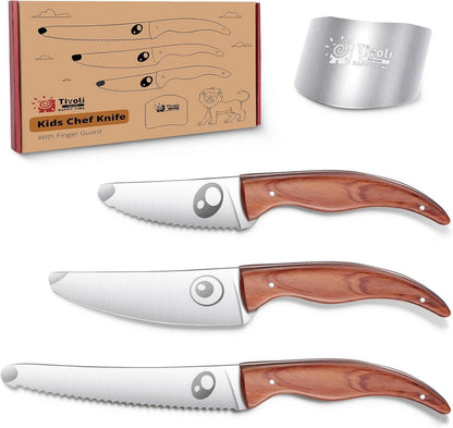 Kindermesser Set Fingerschutz Edelstahl Kinderküchenmesser 4-teilig