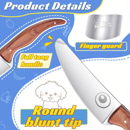 Kindermesser Set für Kinder mit Fingerschutz aus Edelstahl