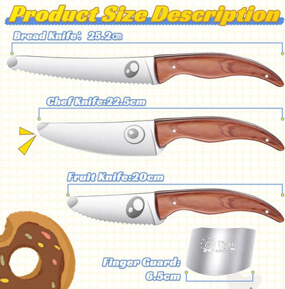 Kindermesser Set 4-teilig Fingerschutz Edelstahl Kinder Kochmesser