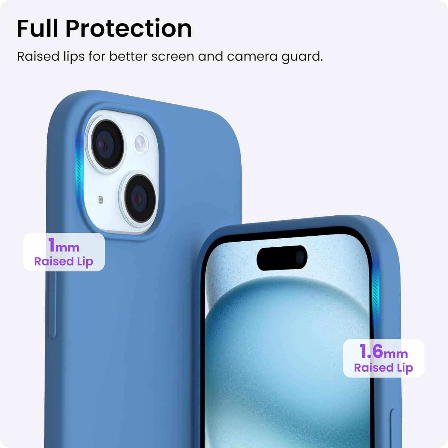 ORNARTO iPhone 15 Hülle Silikon 6,1 Zoll - Flüssiges Silikon - Kratzfeste Schutzhülle - Blau