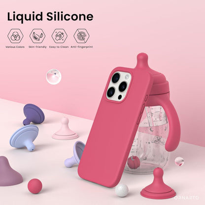 Silikonhülle iPhone 15 Pro 6,1 Zoll flüssiges Silikon Pfirsich Rot