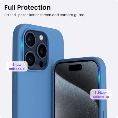 ORNARTO iPhone 15 Pro Hülle Silikon 6,1 Zoll - Blau, Kratzfeste stoßfeste Schutzhülle 2023