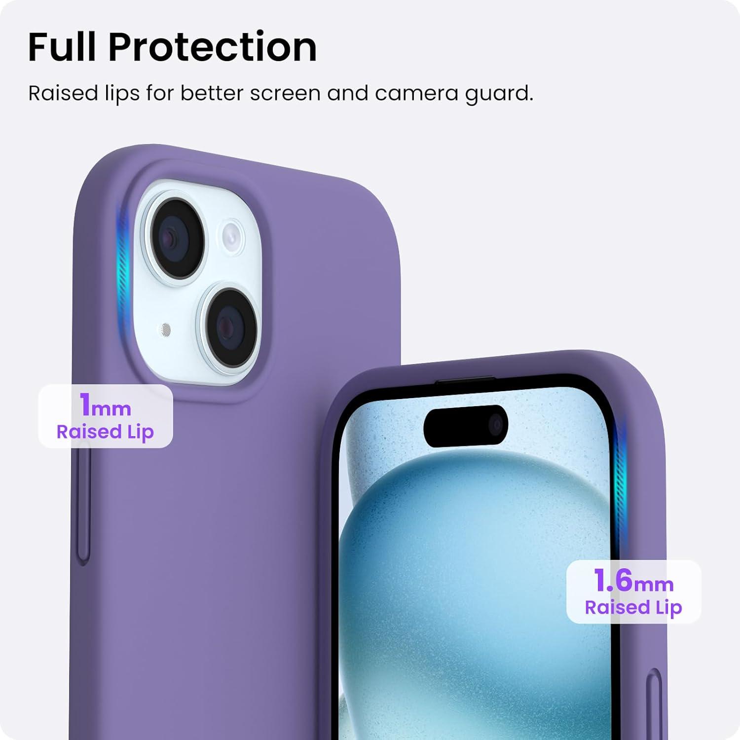ORNARTO iPhone 15 Hülle 6,1 Zoll Silikon Violett 2023 - Kratzfeste Stoßfeste Handyhülle
