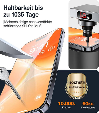 Panzerfolie iPhone 15 Schutzglas 9H+ Glas 2 Stück Auto-Installation