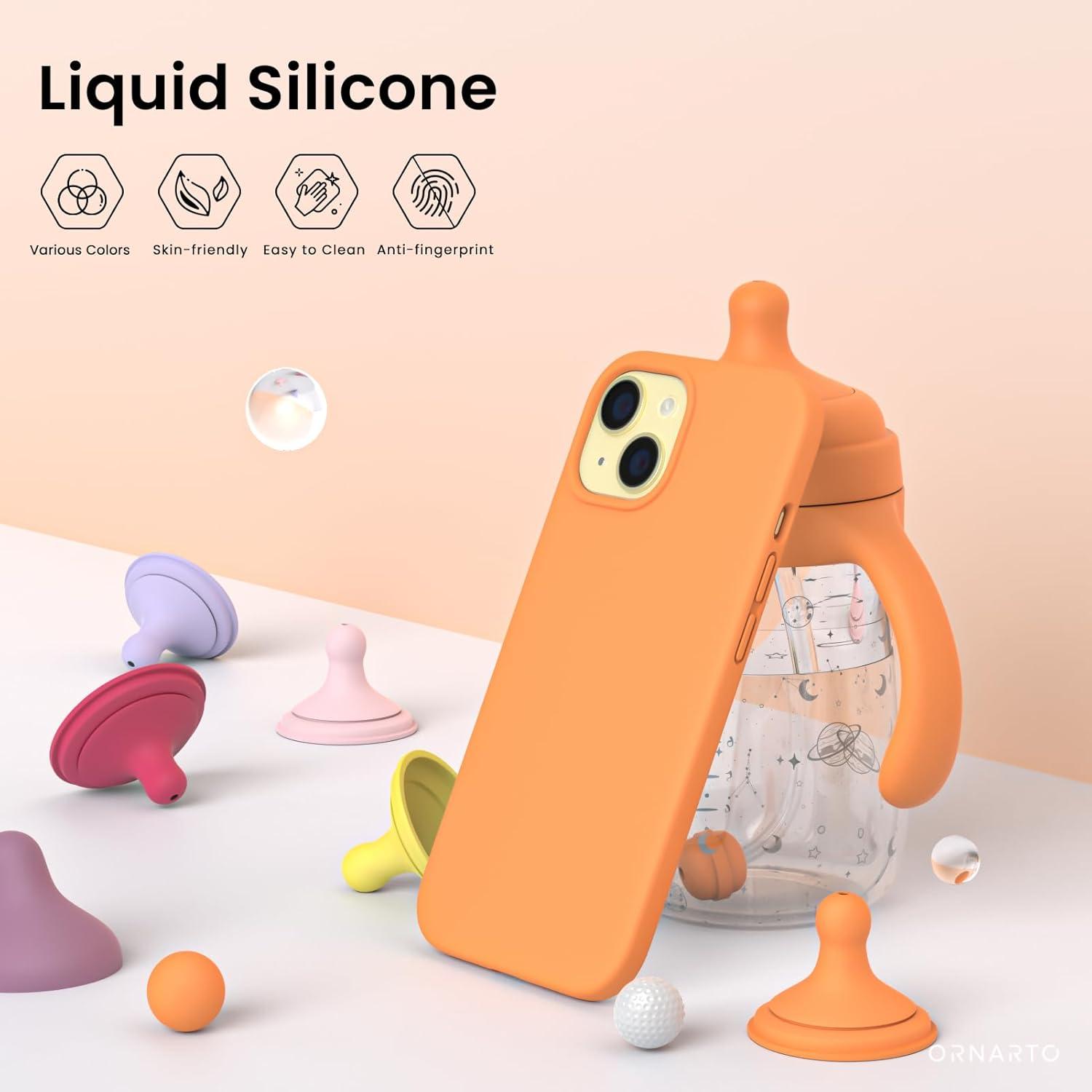 iPhone 15 Silikonhülle Ultra-dünn flüssiges Silikon Papaya