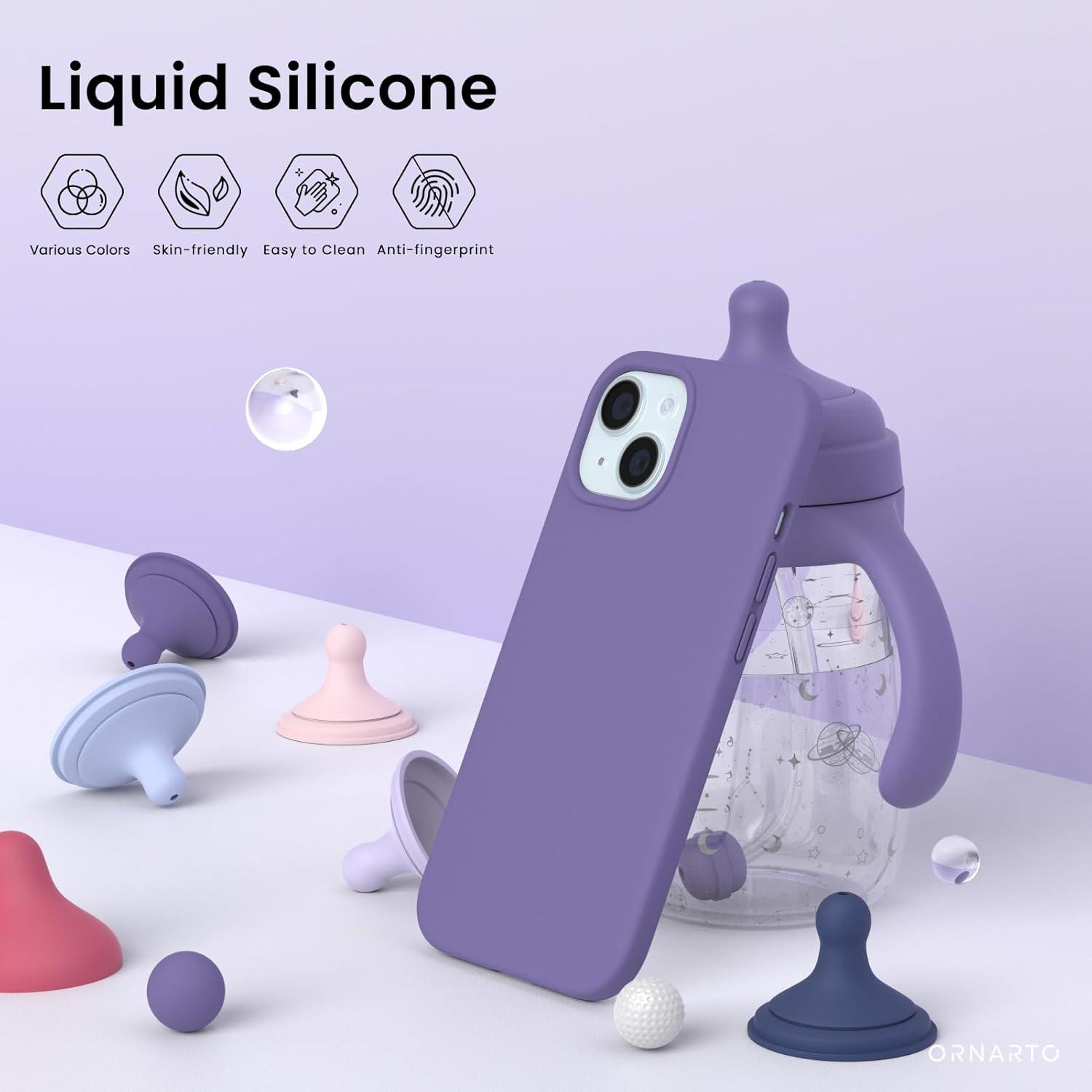 iPhone 15 Plus Hülle Silikon flüssig Kratzfest Stoßfest Violett