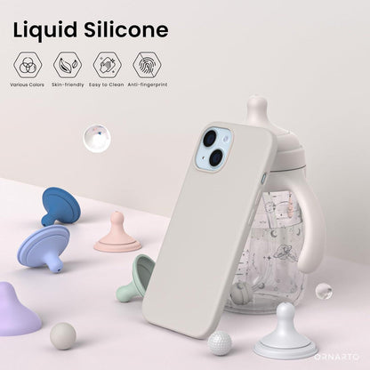 iPhone 15 Silikon Hülle Flüssigsilikon Schutzhülle - Steingrau