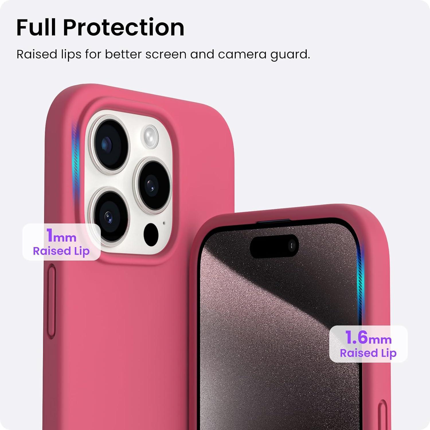 ORNARTO iPhone 15 Pro Max Hülle Silikon 6,7 Zoll Pfirsich Rot Schutzhülle 2023