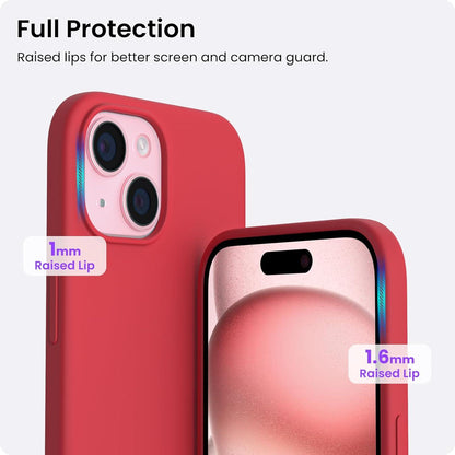 ORNARTO iPhone 15 Plus Hülle Silikon 6,7 Zoll - Kratzfeste Stoßfeste Schutzhülle 2023 Rot