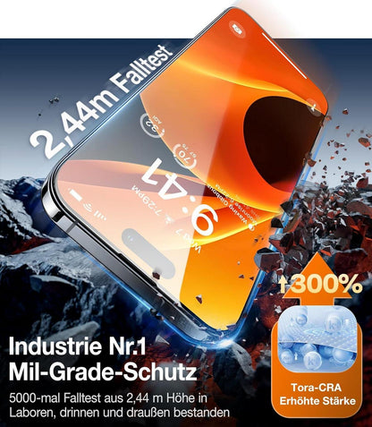TORRAS Panzerglas Schutzfolie 2 Stück für iPhone 14 Pro Max 15 Plus