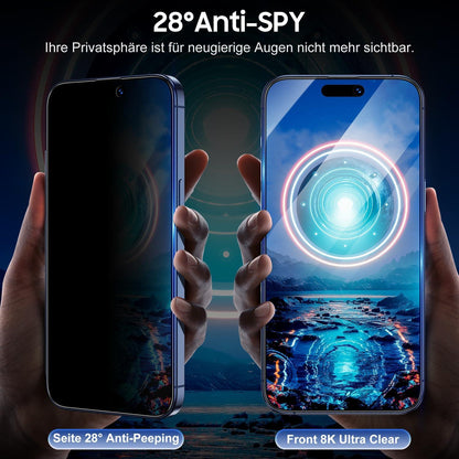 Panzerglas Sichtschutz für iPhone 15 Pro Max 2er Pack Anti Spy Folie