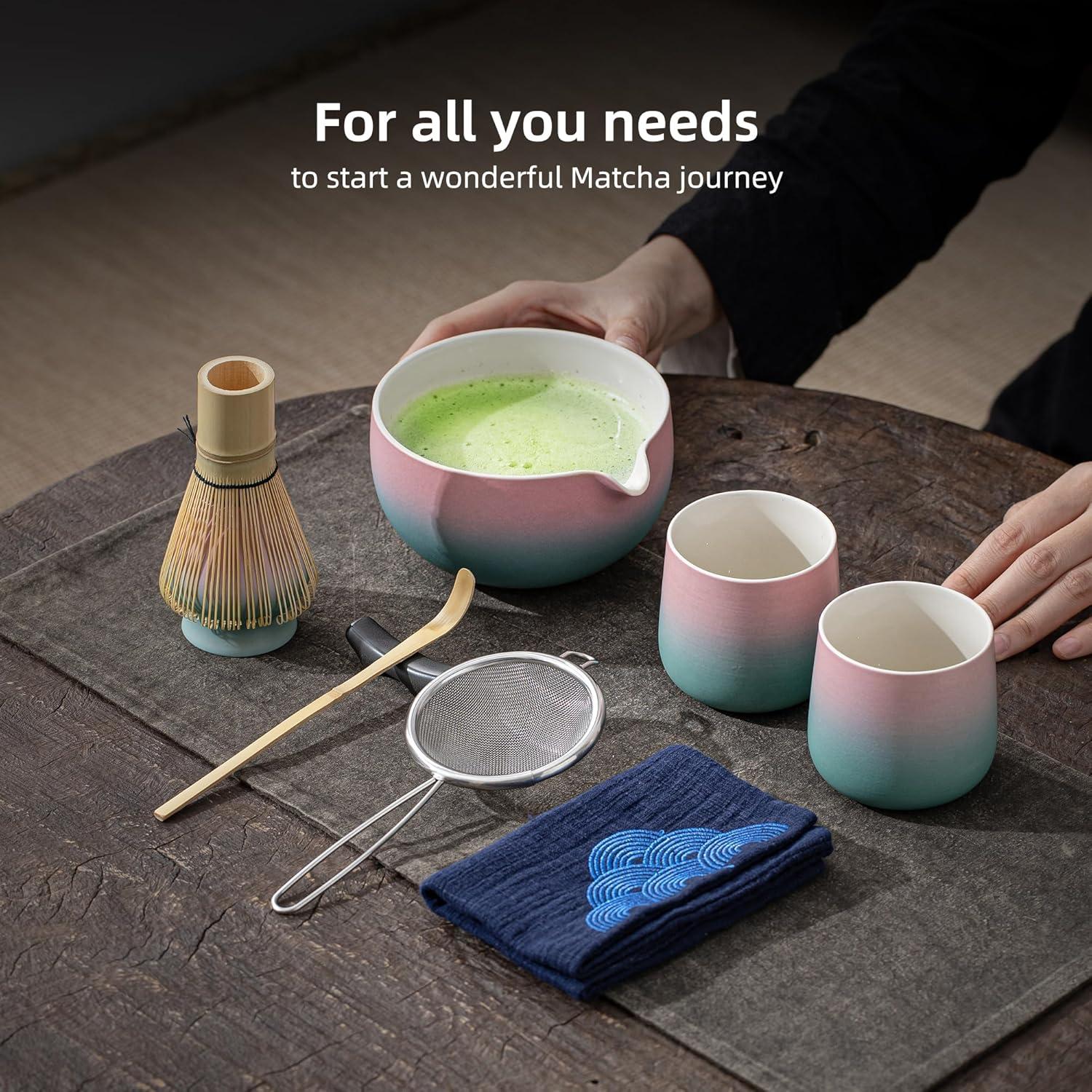 Matcha Set Bambus Schneebesen Keramik Schale Schaufel