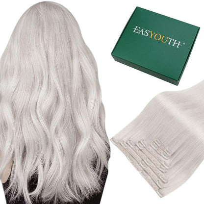 Echthaar Clip-in Extensions Platinblond 55cm