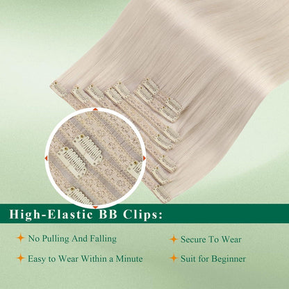 Echthaar Clip-in Extensions Platinblond 55cm