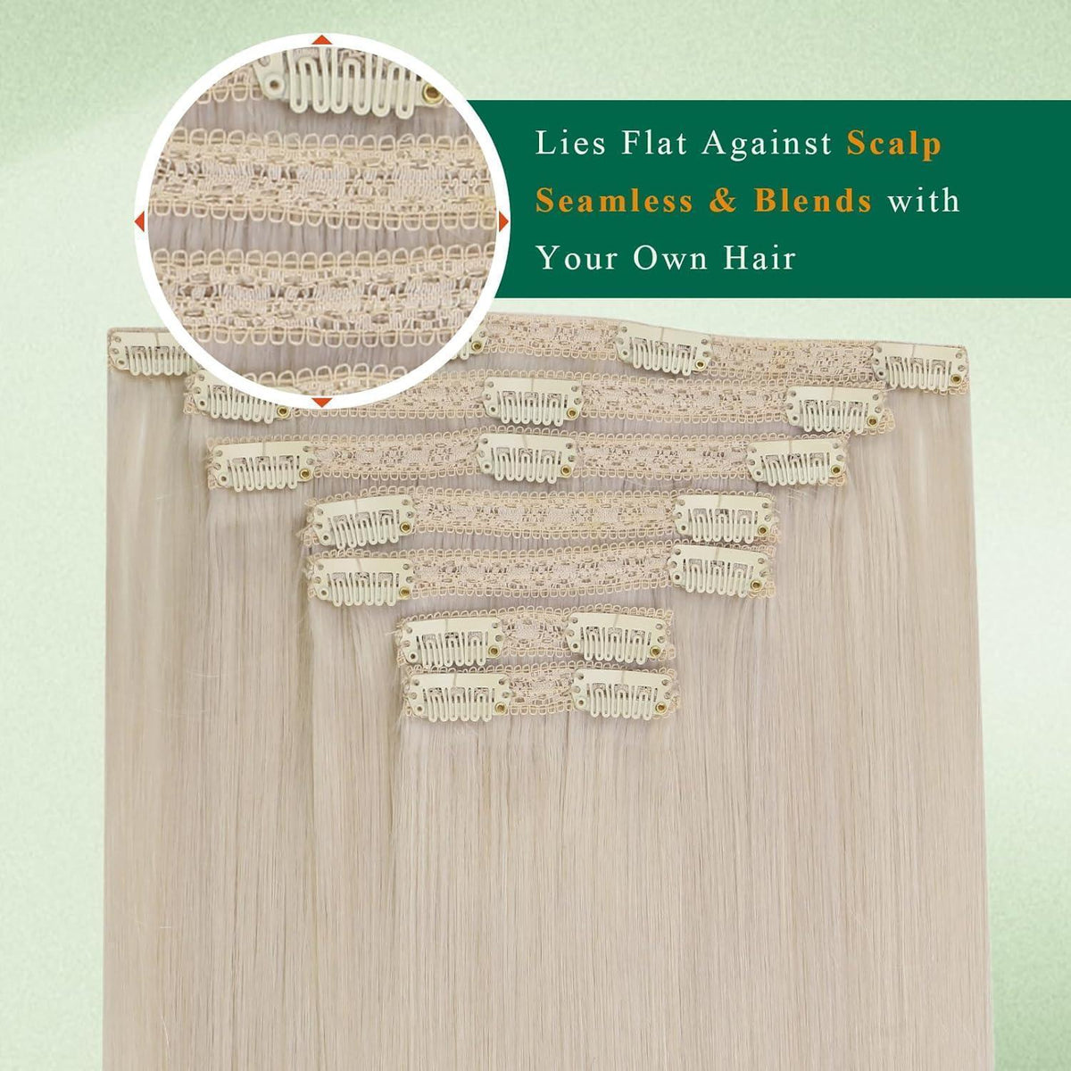 Echthaar Clip-in Extensions Platinblond 55cm