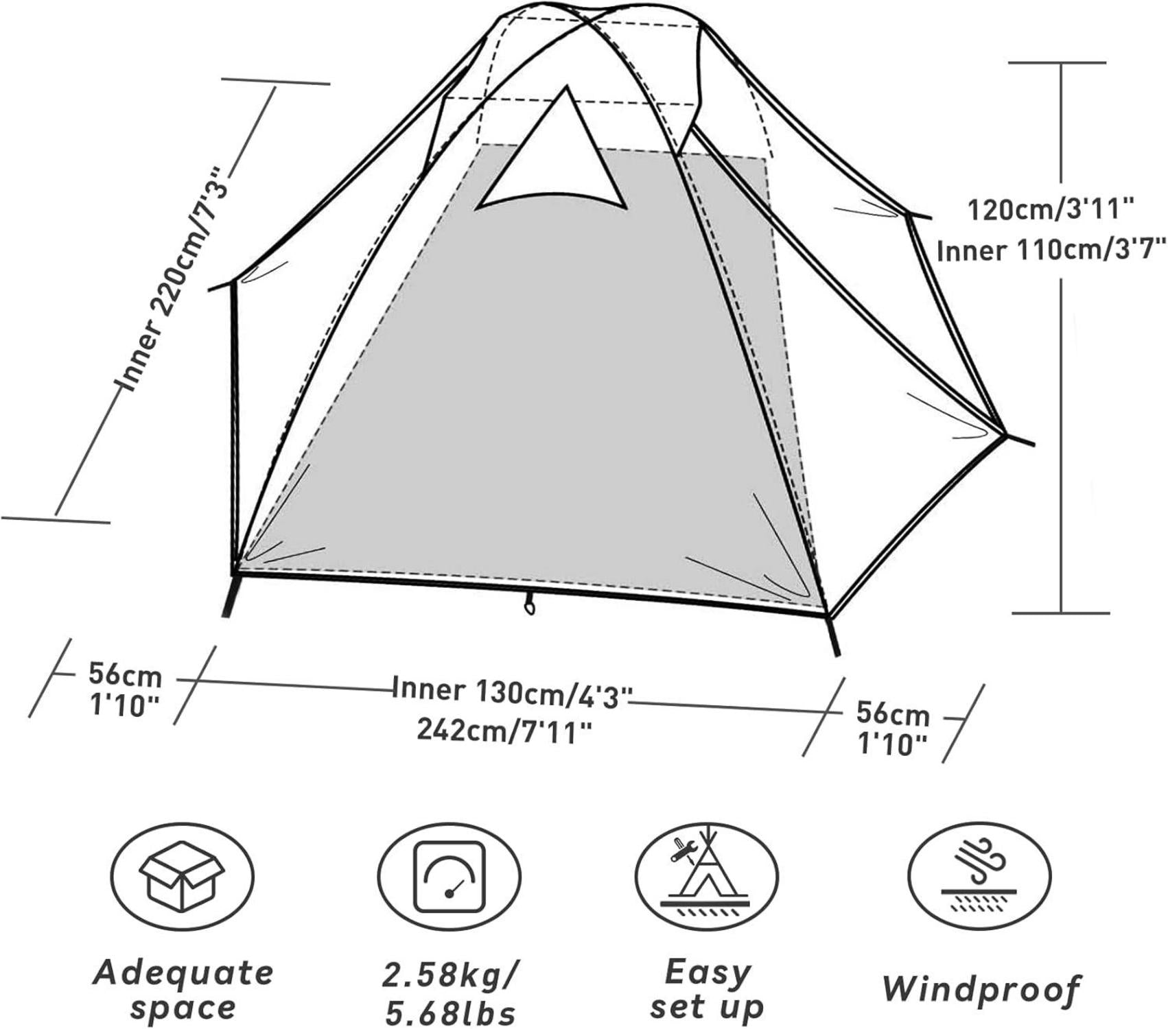Forceatt Zelt 2 Personen Camping Wasserdicht Ultraleicht 4