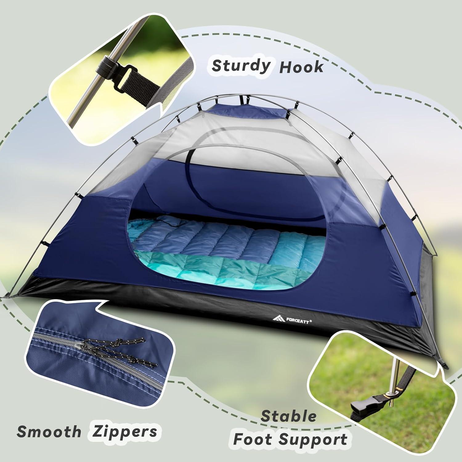 Forceatt Zelt 2 Personen Camping Wasserdicht Ultraleicht Trekking Outdoor Blau