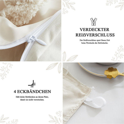 Boho Bettwäsche Set Beige Getuftet 135x200/80x80cm