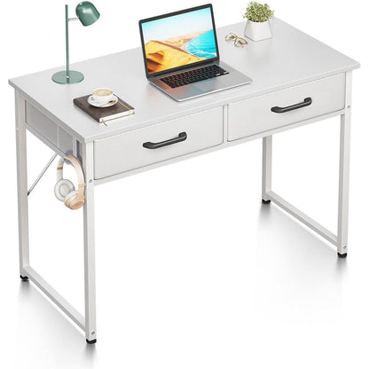 Schreibtisch mit 2 Schubladen – Weiß, 100x40x78.7cm